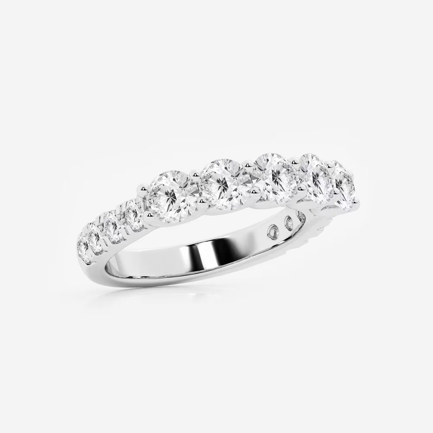 Round Moissanite Diamond Five Stone with Side Stones Fashion Band