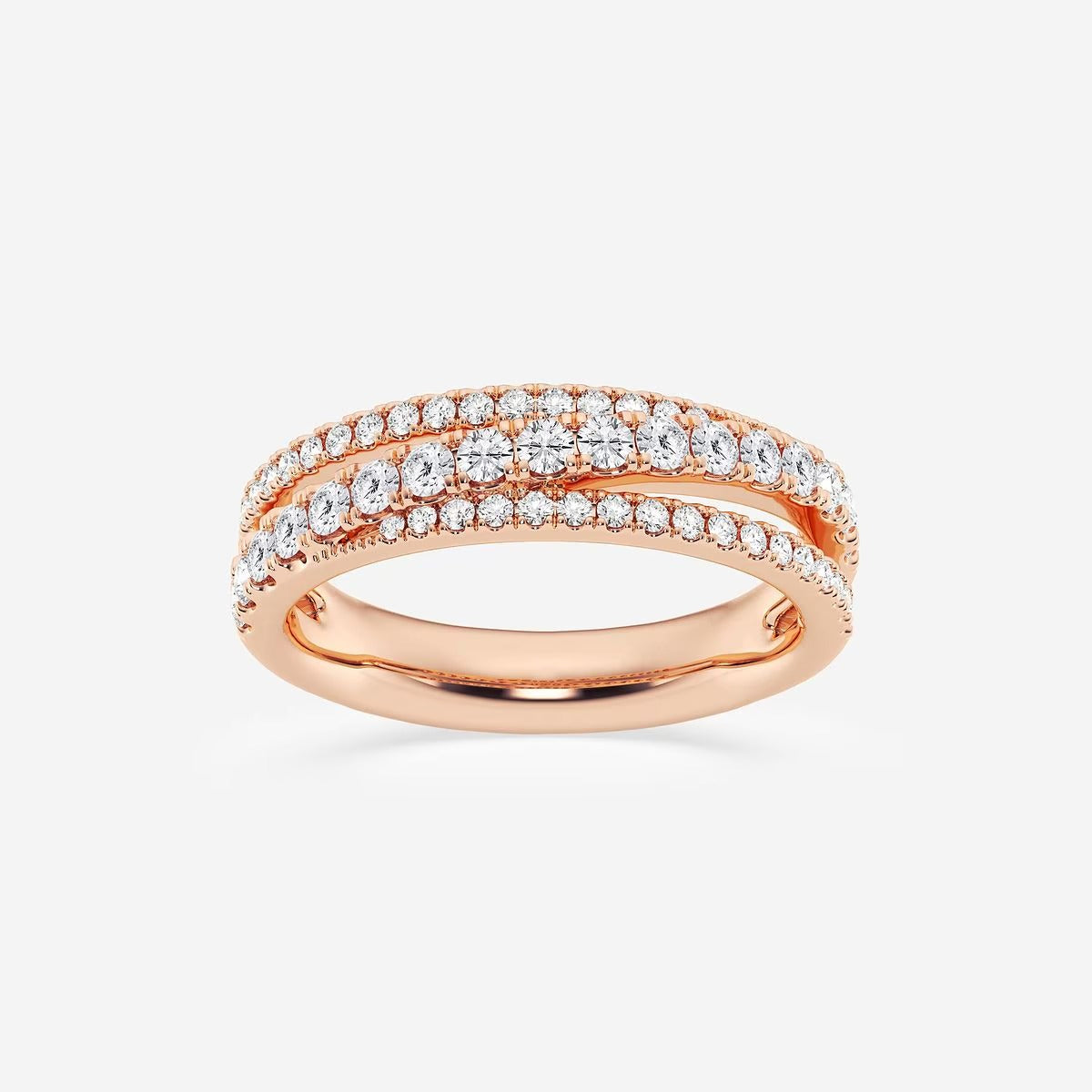 2/3 ctw Round Moissanite Diamond Crossover Fashion Band