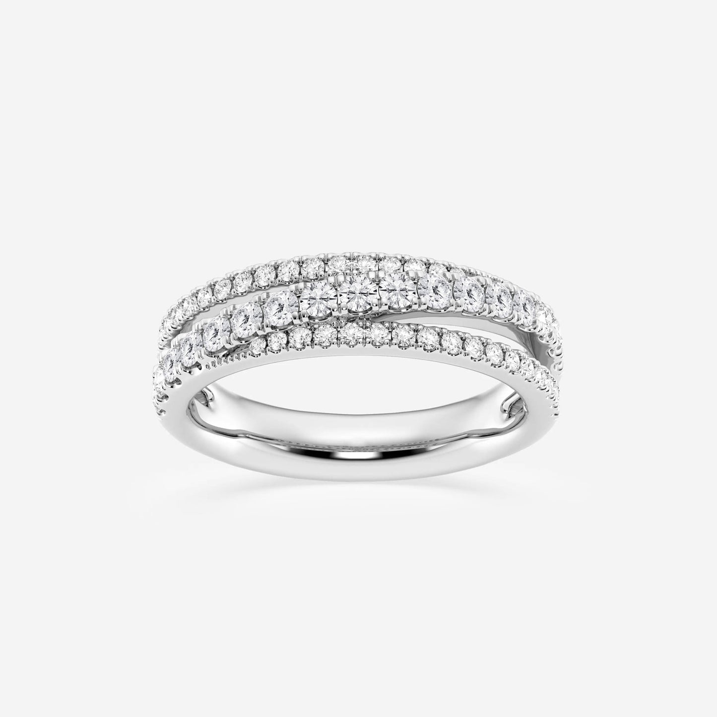 2/3 ctw Round Moissanite Diamond Crossover Fashion Band