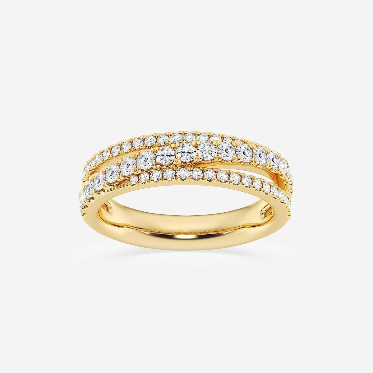 2/3 ctw Round Moissanite Diamond Crossover Fashion Band