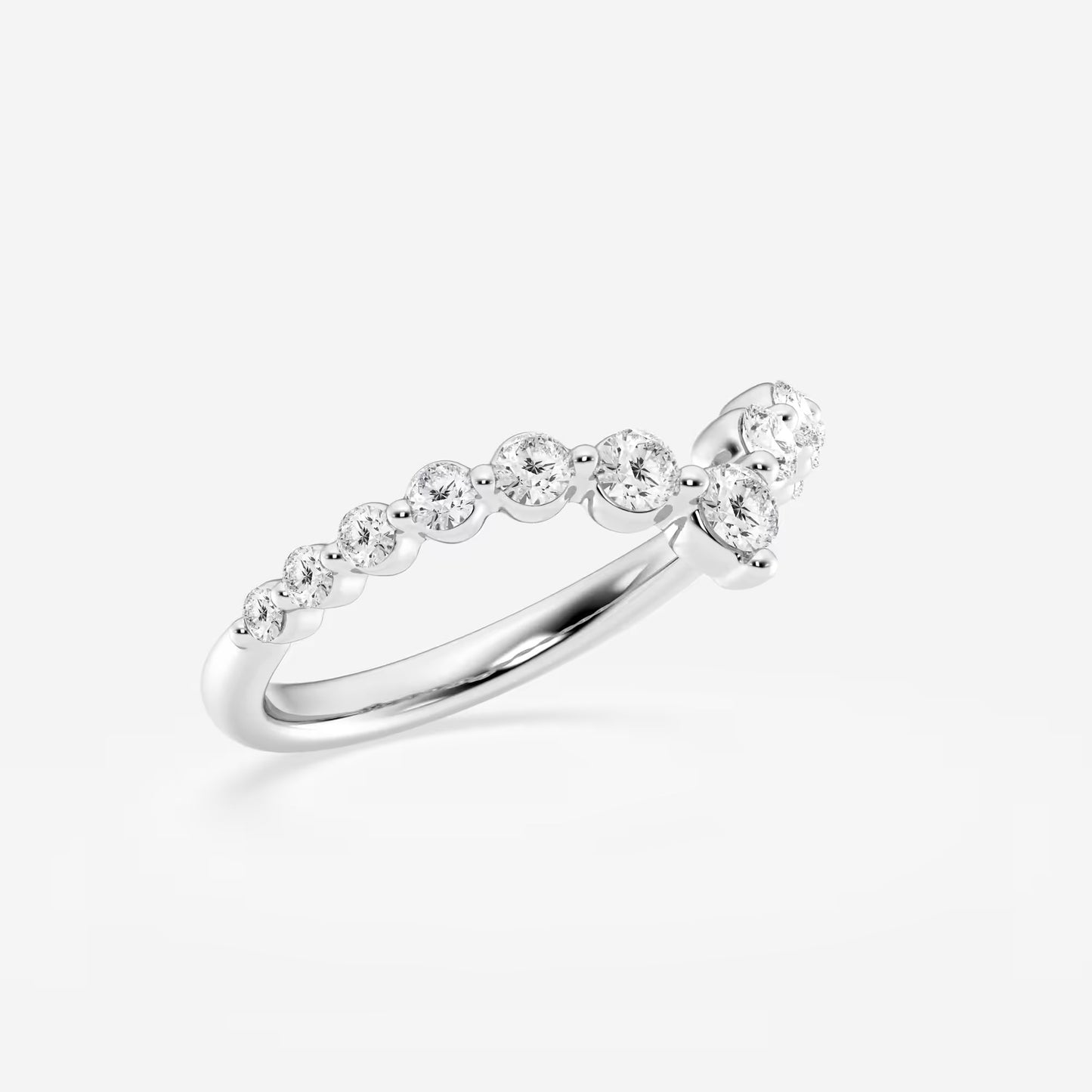 1/2 ctw Round Moissanite Diamond Floating Curve Stackable Ring