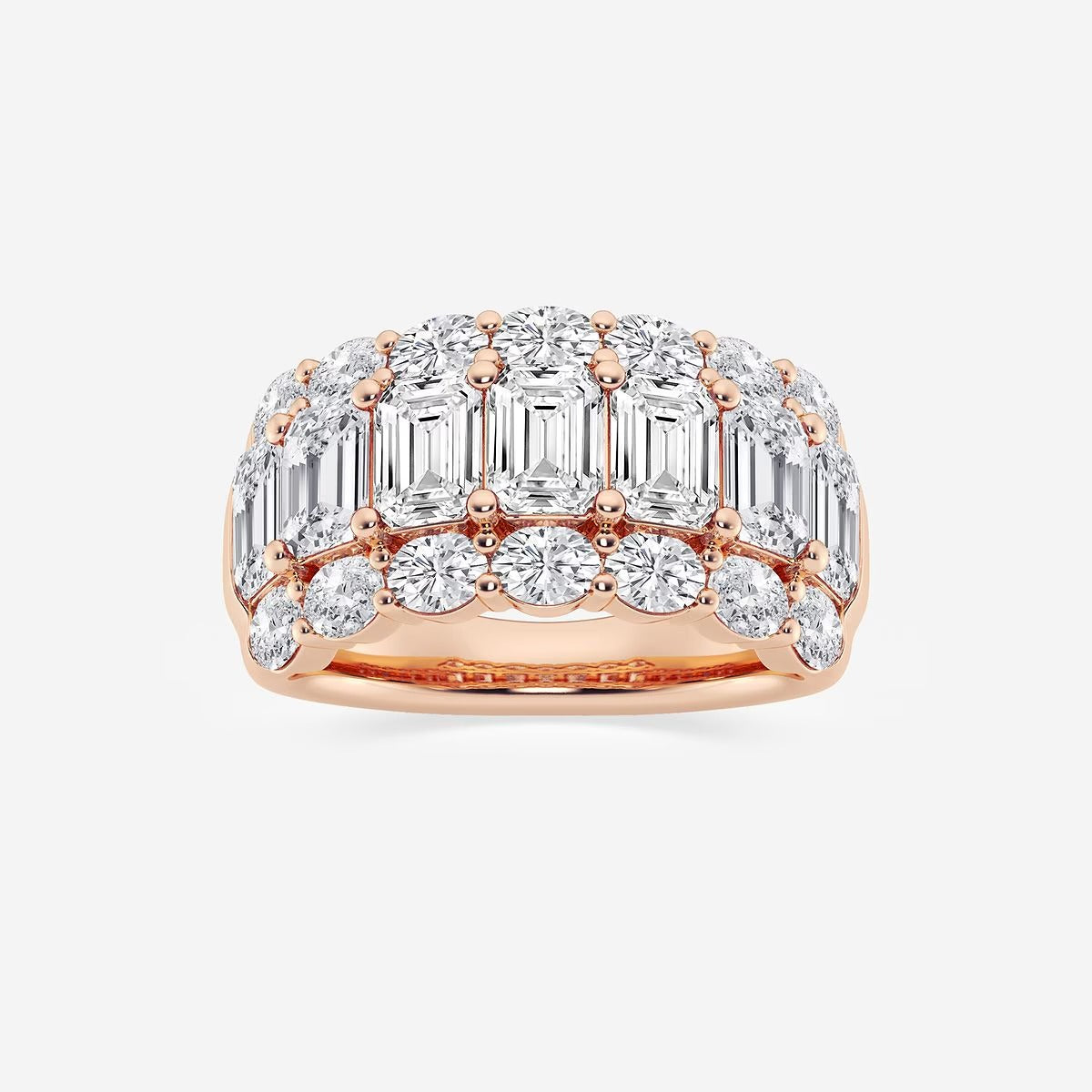 Badgley Mischka Near-Colorless 5 ctw Emerald Moissanite Diamond Three Row Fashion Band