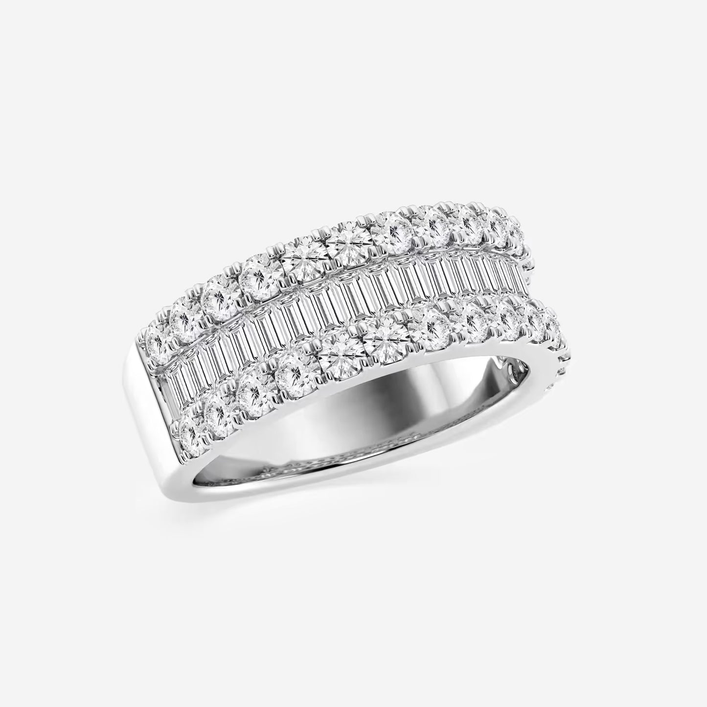 2 ctw Round and Baguette Moissanite Diamond Fashion Band