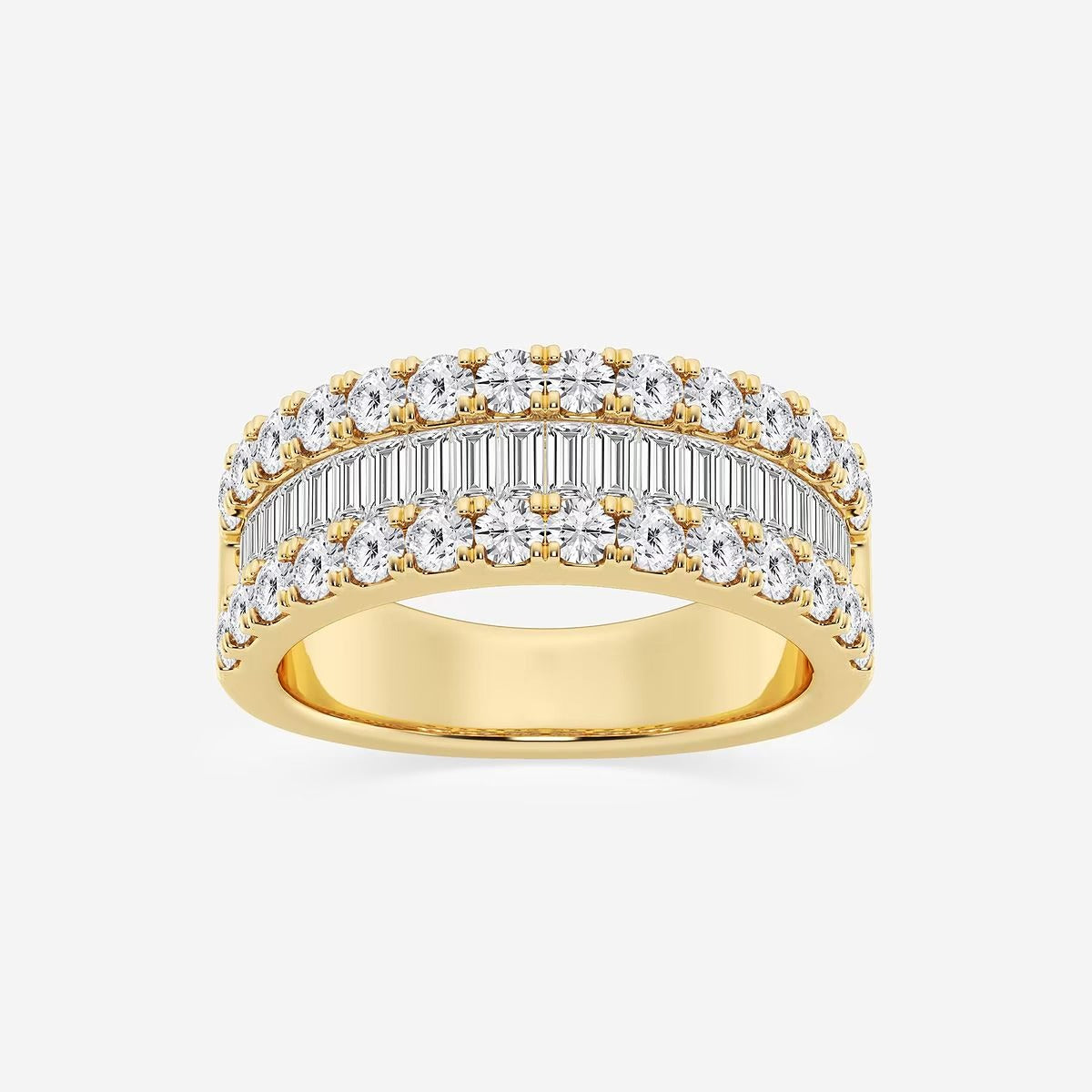 2 ctw Round and Baguette Moissanite Diamond Fashion Band