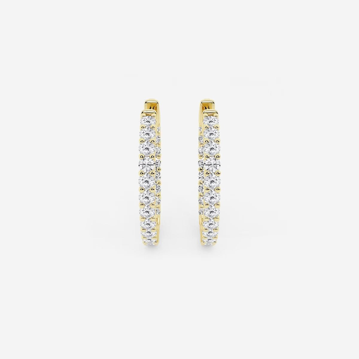 Round Moissanite Diamond Inside Out Hoop Earrings
