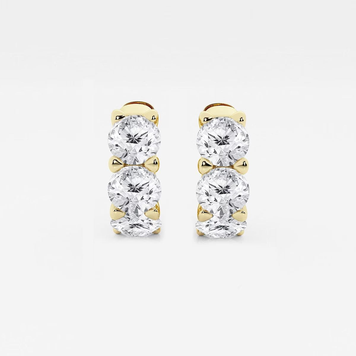 Round Moissanite Diamond Huggie Hoop Earrings