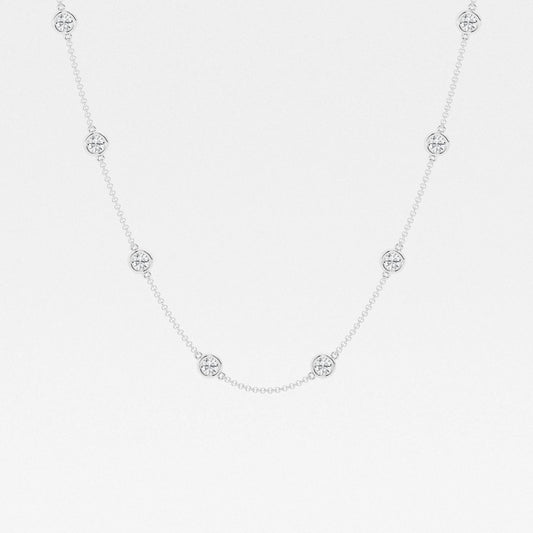 Round Moissanite Diamond Station Fashion Necklace