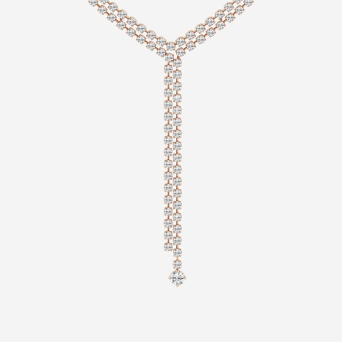 Round Moissanite Diamond Double Row Lariat Fashion Necklace