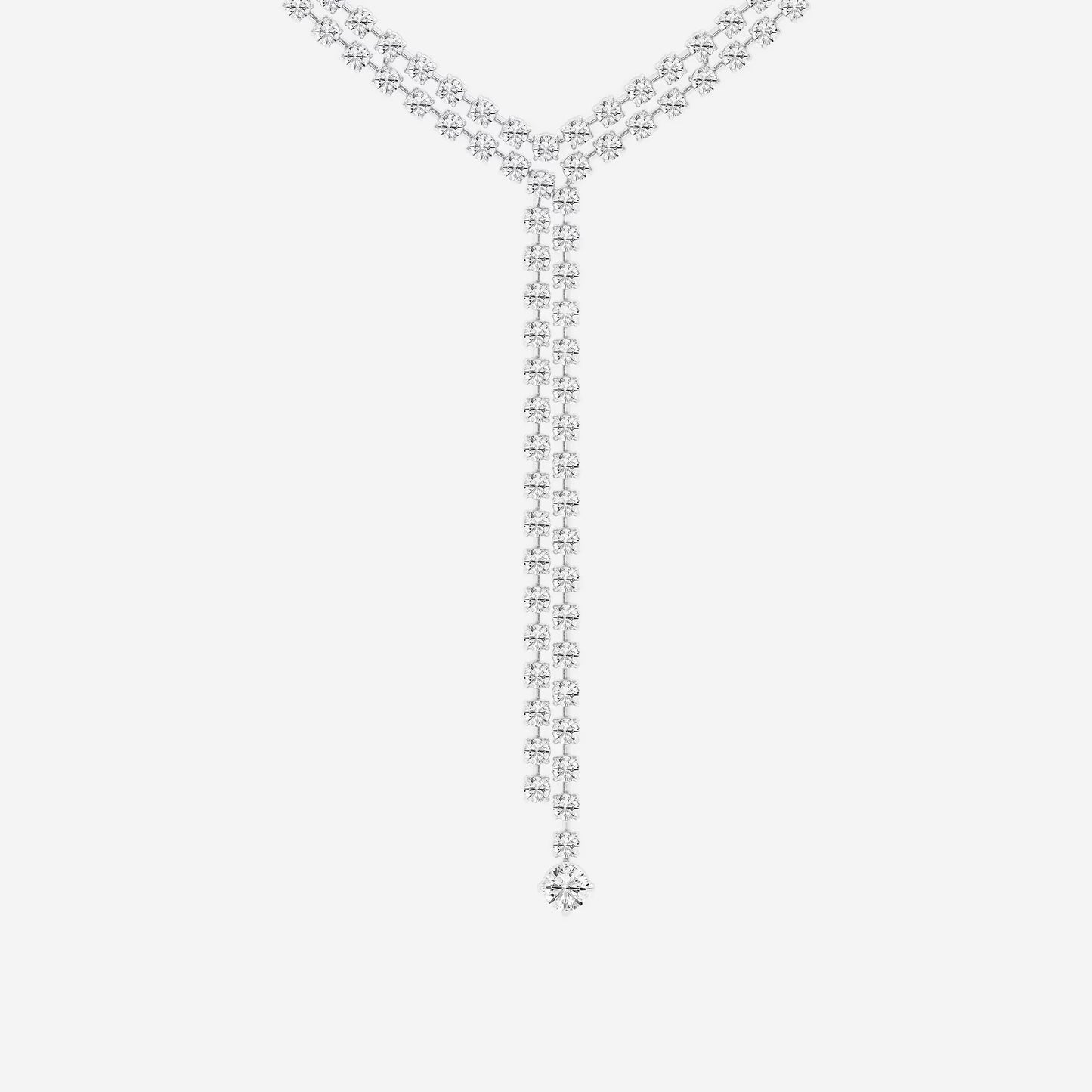 Round Moissanite Diamond Double Row Lariat Fashion Necklace