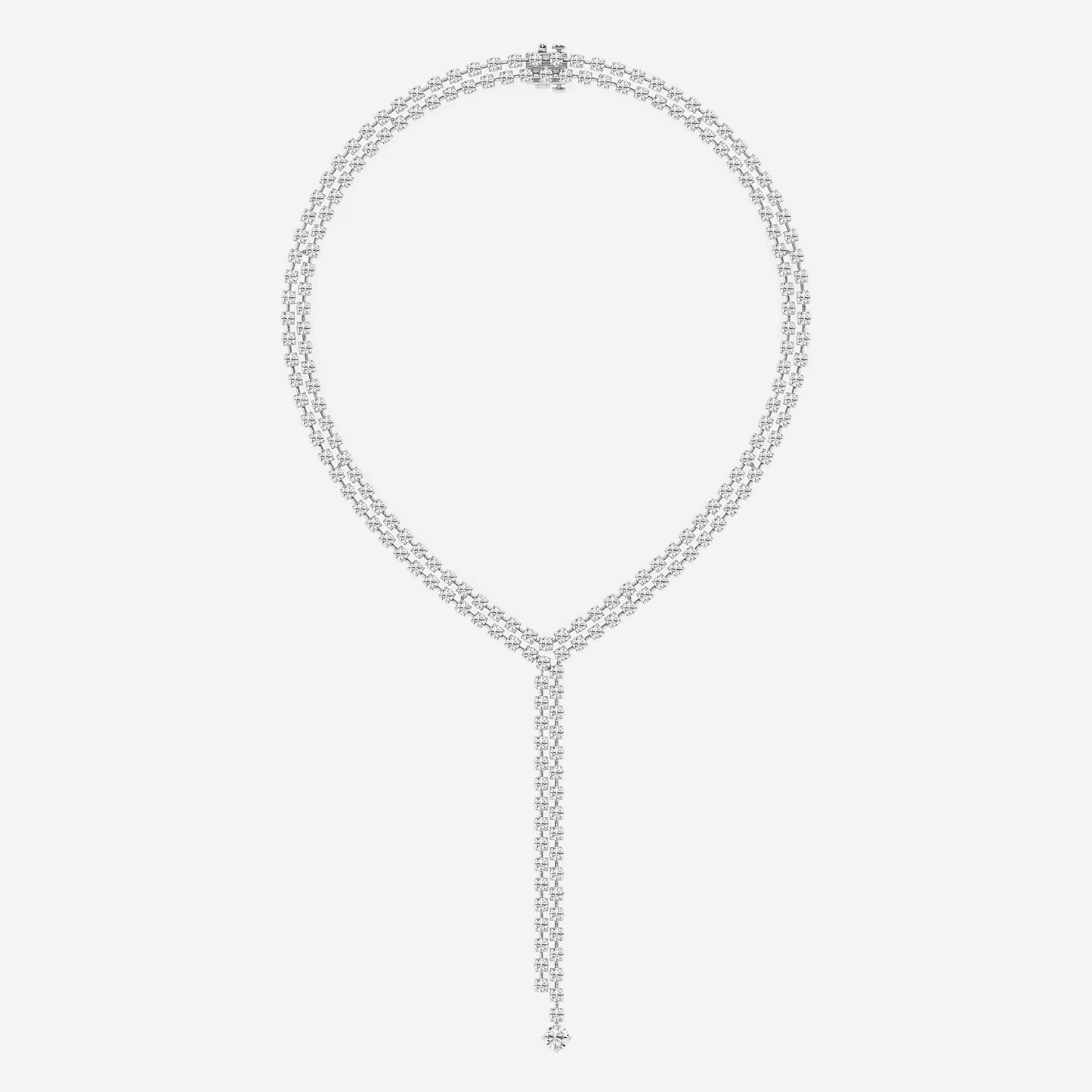 Round Moissanite Diamond Double Row Lariat Fashion Necklace