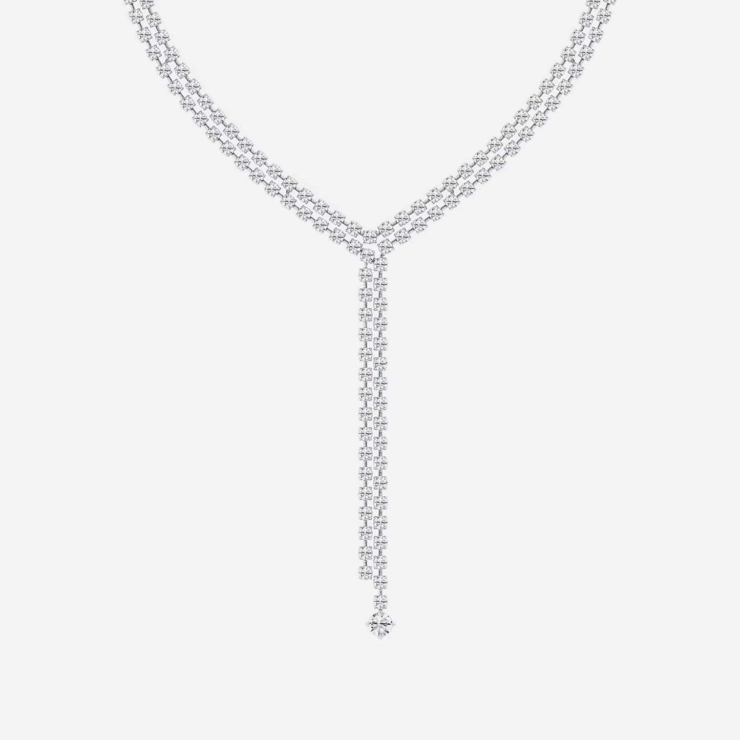 Round Moissanite Diamond Double Row Lariat Fashion Necklace