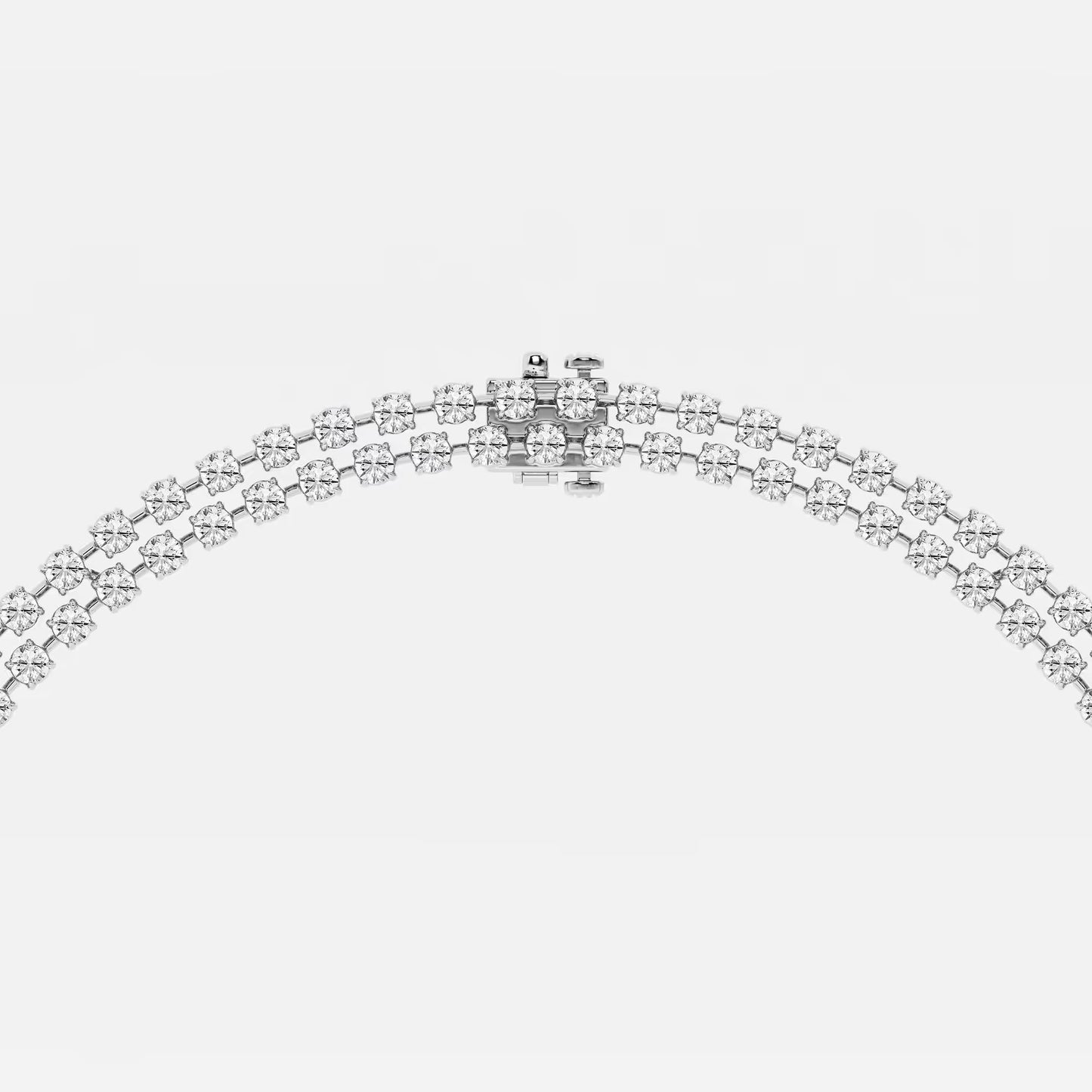 Round Moissanite Diamond Double Row Lariat Fashion Necklace