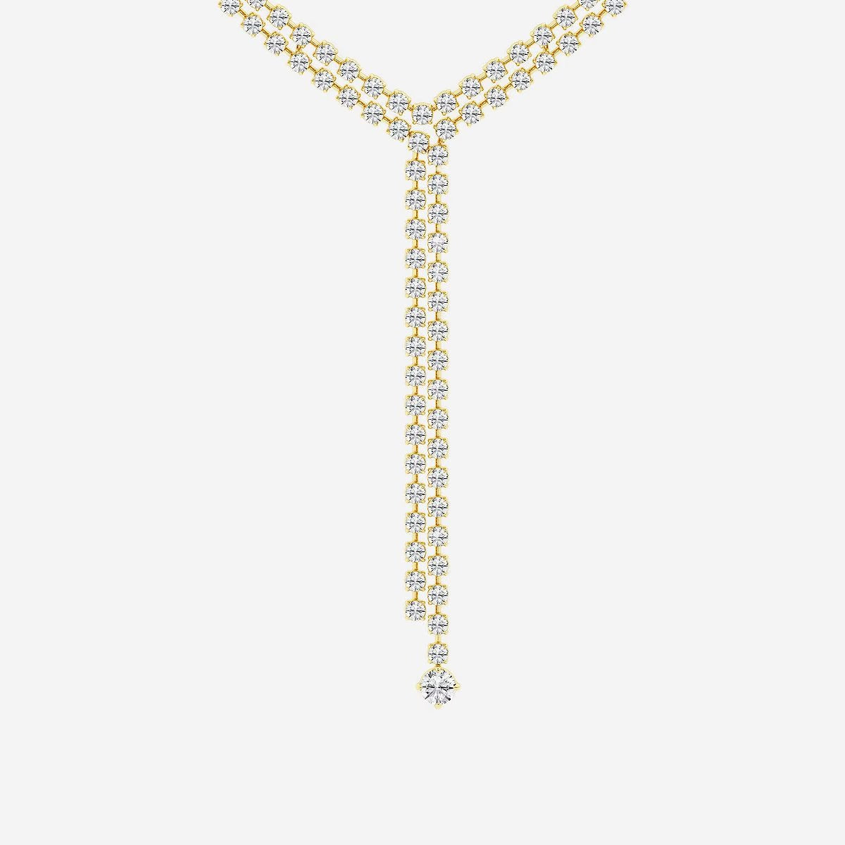 Round Moissanite Diamond Double Row Lariat Fashion Necklace