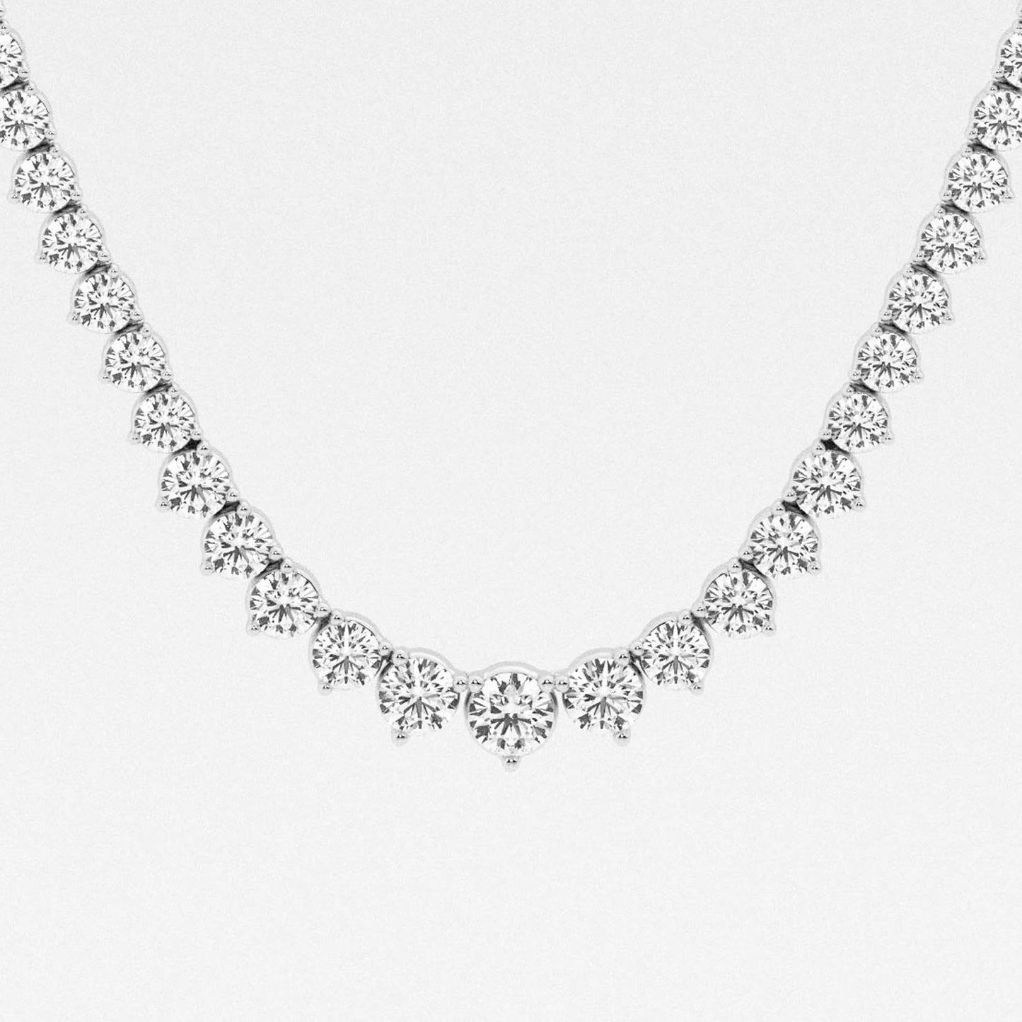 Round Moissanite Diamond Graduated Riviera Fashion Necklace