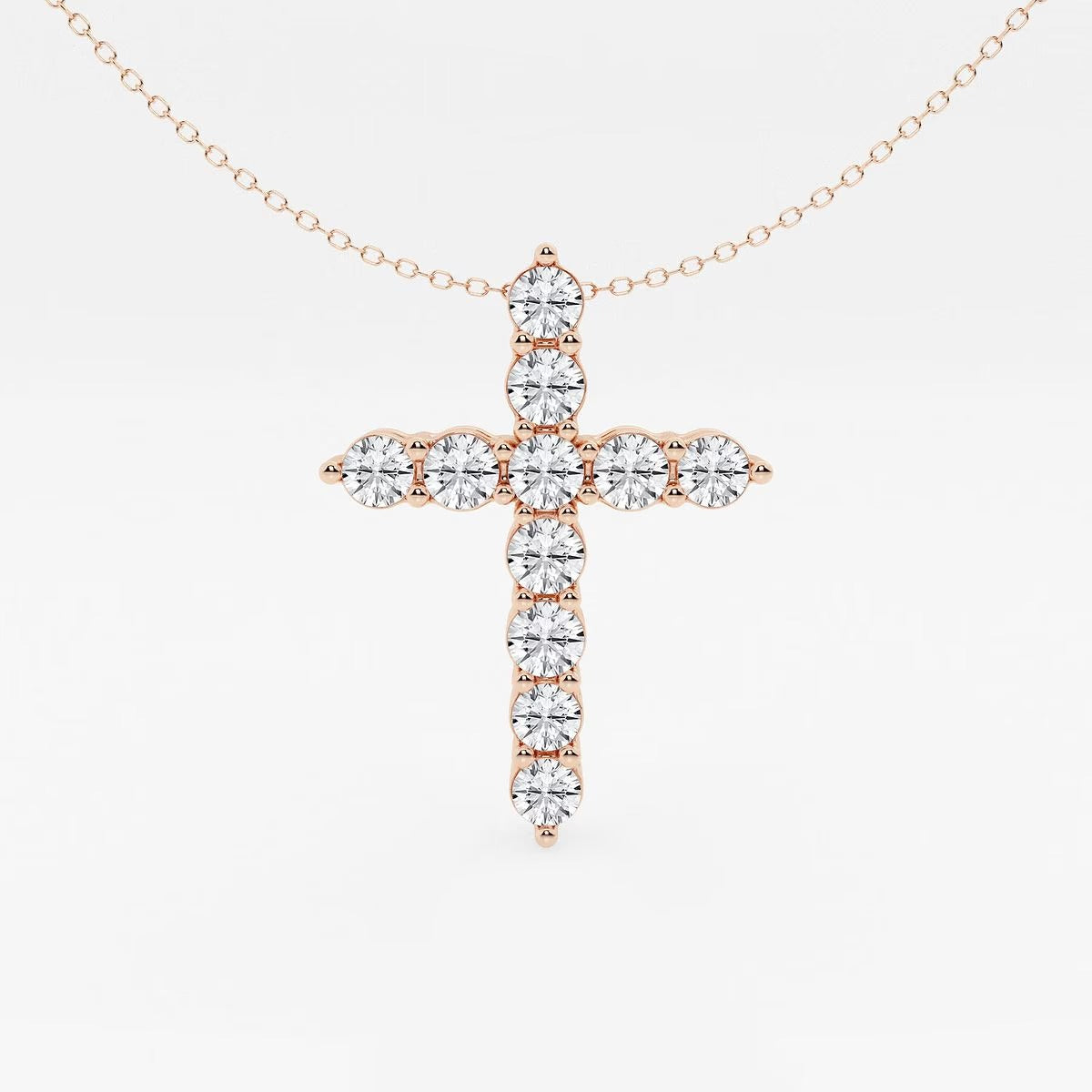 3 ctw Round Moissanite Diamond Cross Pendant with Adjustable Chain