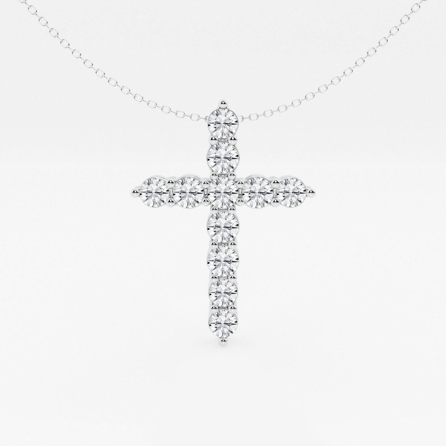3 ctw Round Moissanite Diamond Cross Pendant with Adjustable Chain
