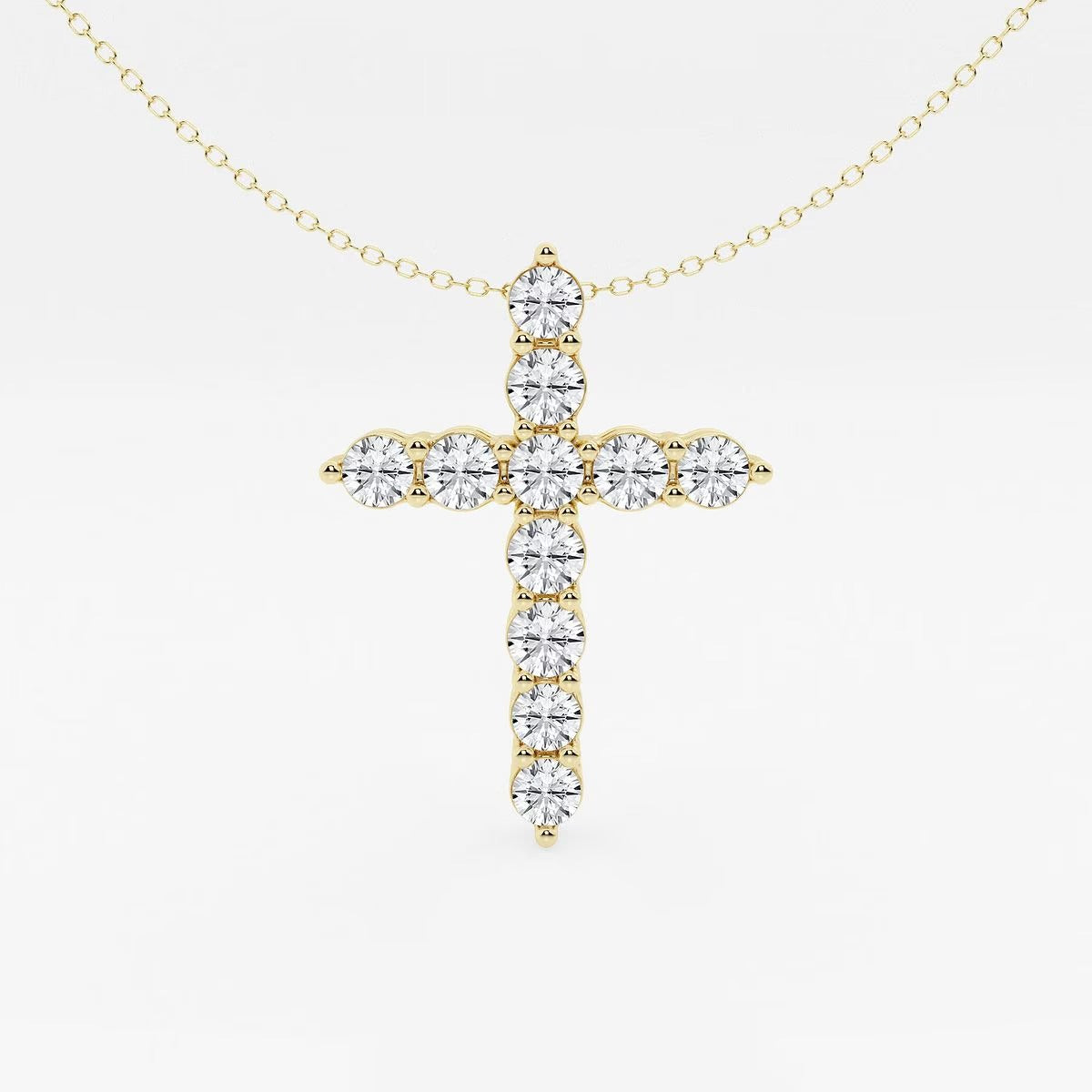3 ctw Round Moissanite Diamond Cross Pendant with Adjustable Chain