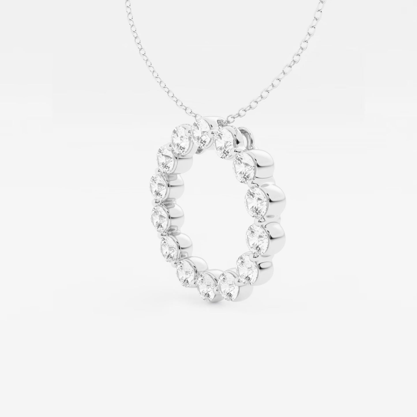 Round Moissanite Diamond Circle Fashion Pendant with Adjustable Chain