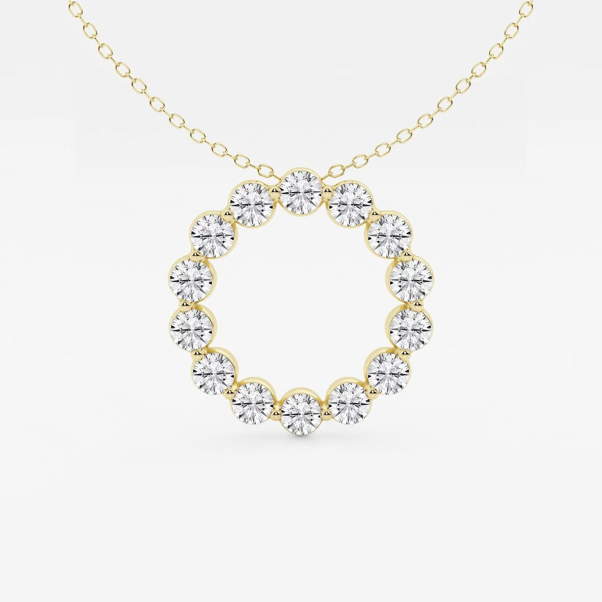 Round Moissanite Diamond Circle Fashion Pendant with Adjustable Chain