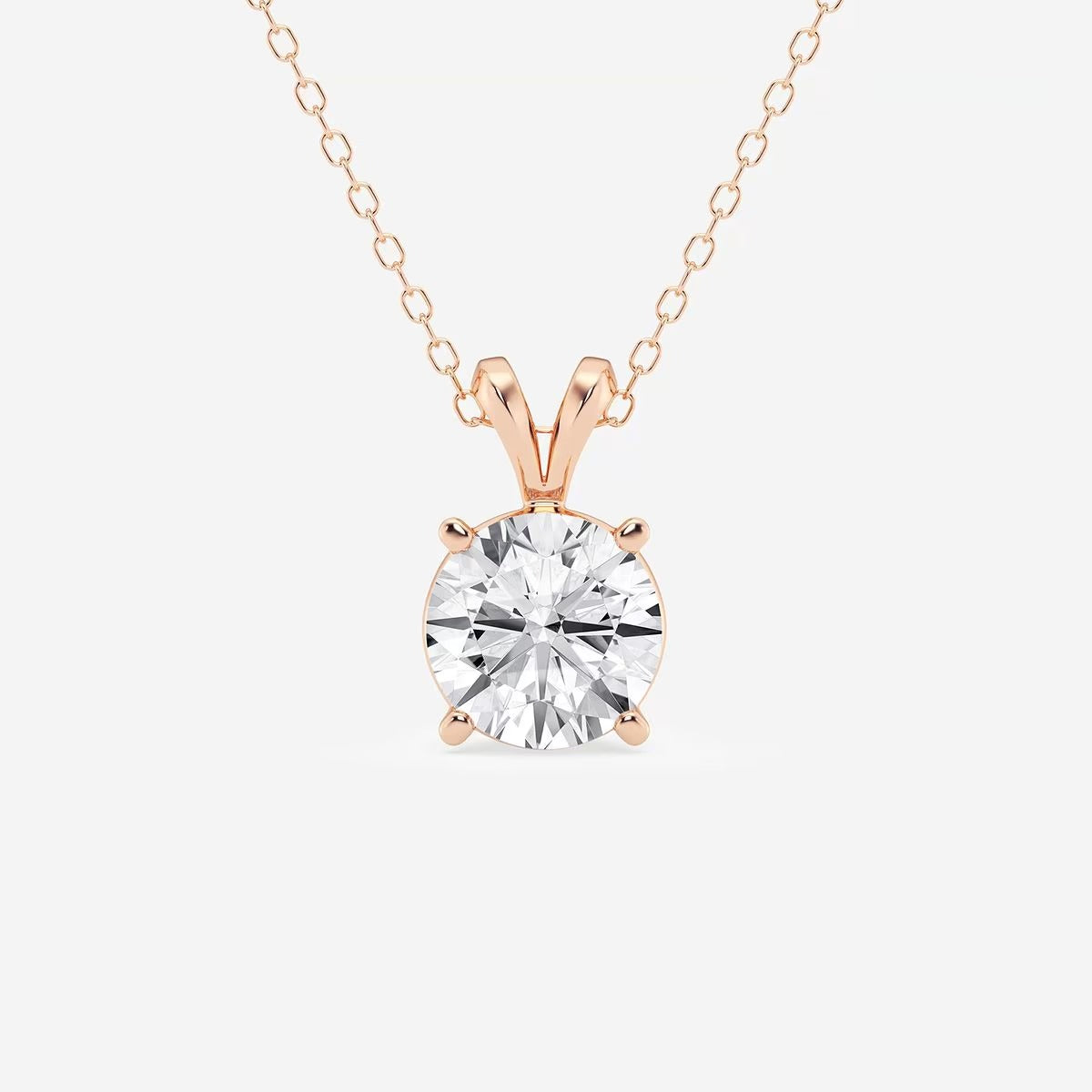 Round Moissanite Diamond Split Bail Solitaire Pendant with Adjustable Chain