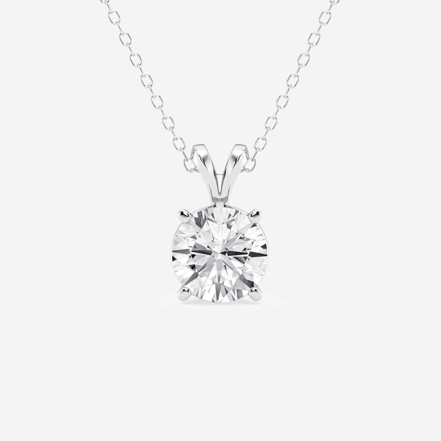 Round Moissanite Diamond Split Bail Solitaire Pendant with Adjustable Chain