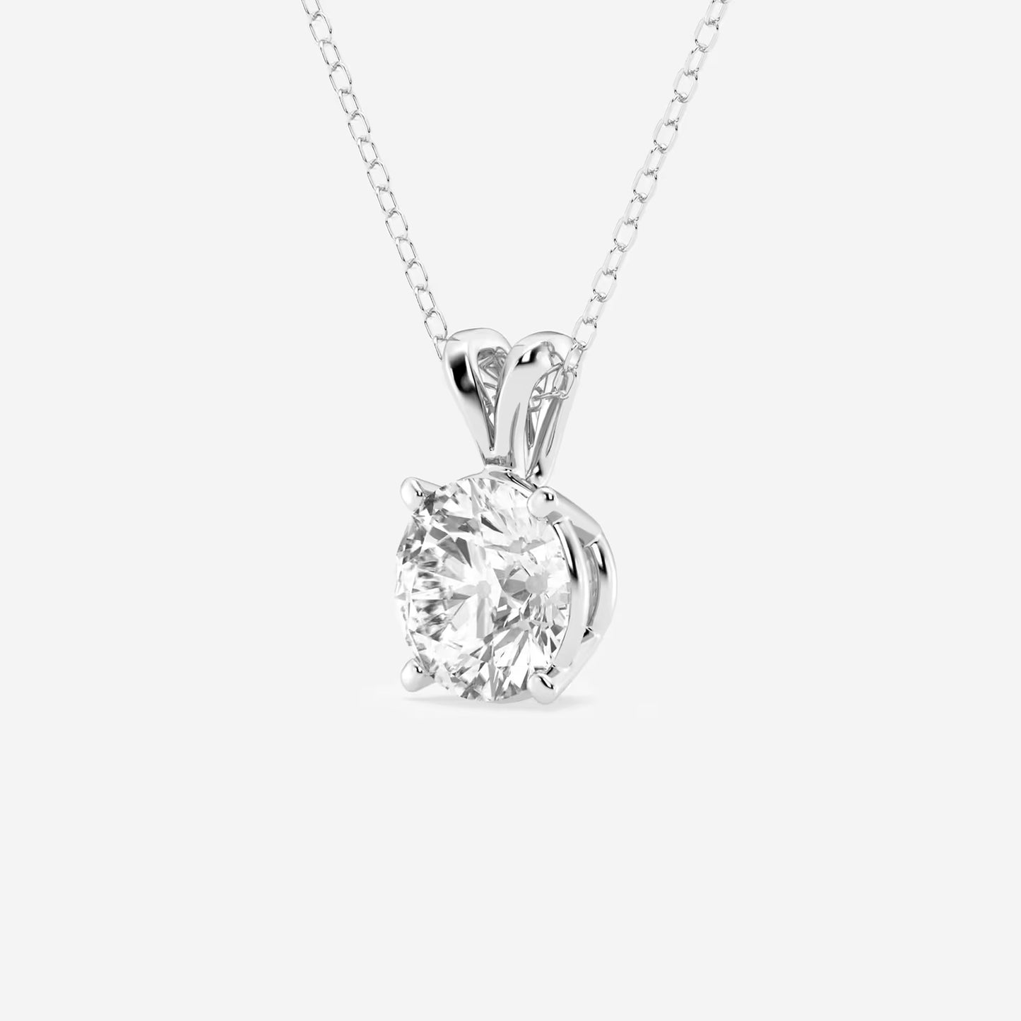 Round Moissanite Diamond Split Bail Solitaire Pendant with Adjustable Chain