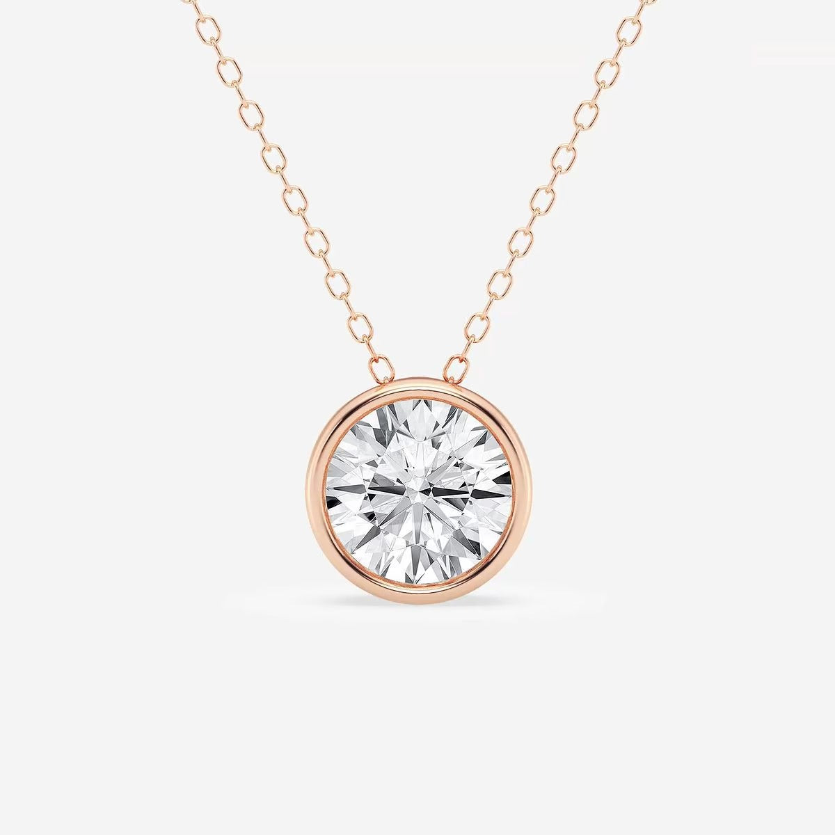 2 ctw Round Moissanite Diamond Bezel Set Solitaire Pendant with Adjustable Chain