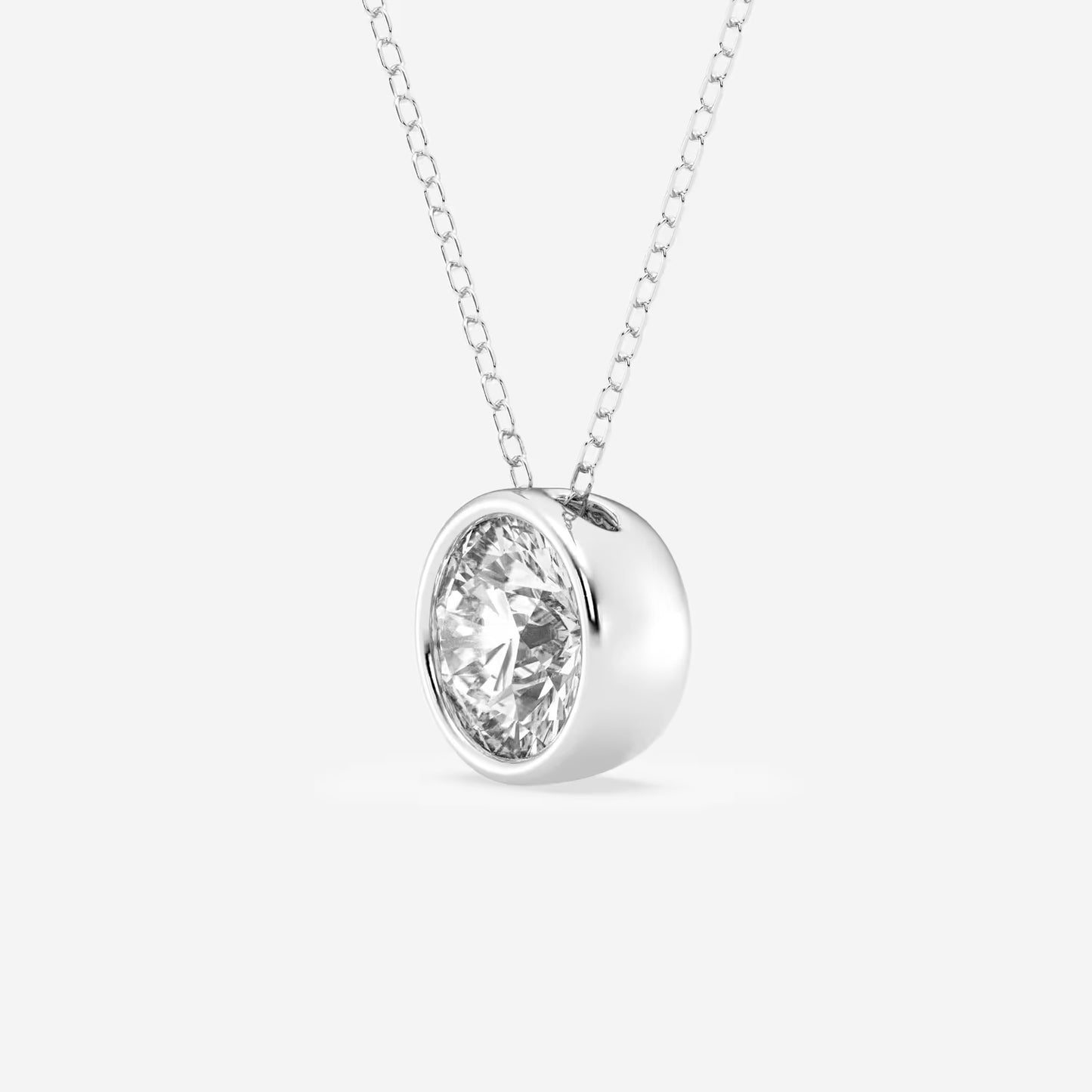 2 ctw Round Moissanite Diamond Bezel Set Solitaire Pendant with Adjustable Chain