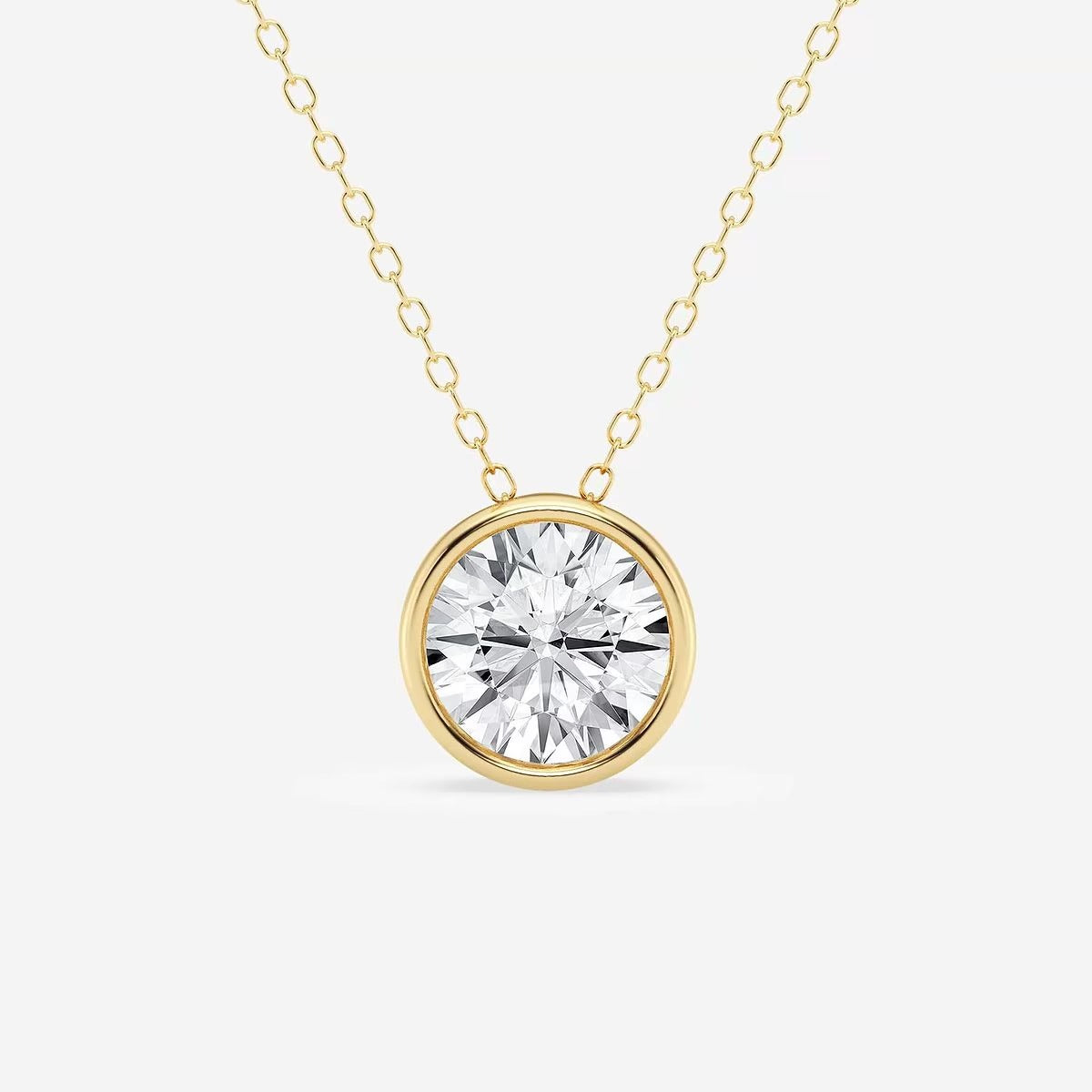 2 ctw Round Moissanite Diamond Bezel Set Solitaire Pendant with Adjustable Chain