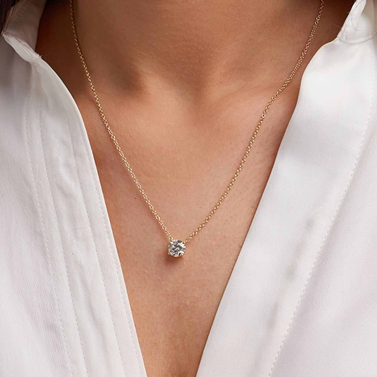 2 ctw Round Moissanite Diamond Solitaire Pendant