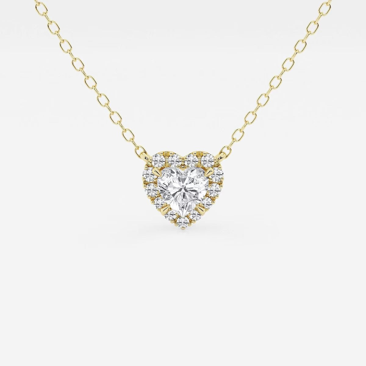 Heart Moissanite Diamond Halo Pendant