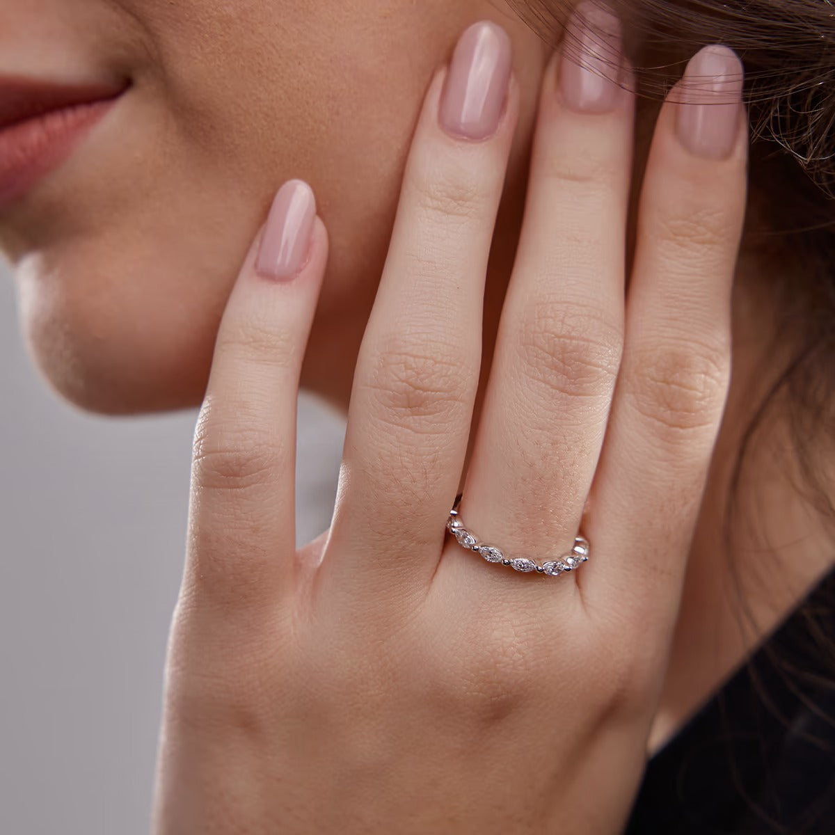Marquise Moissanite Diamond Stackable Ring