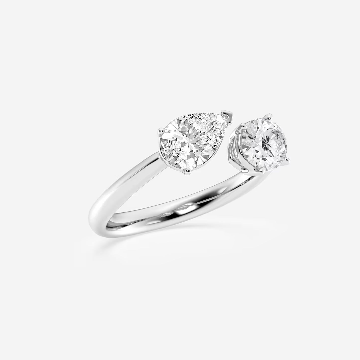 1 1/2 Toi Et Moi Pear and Oval Moissanite Diamond Fashion Ring