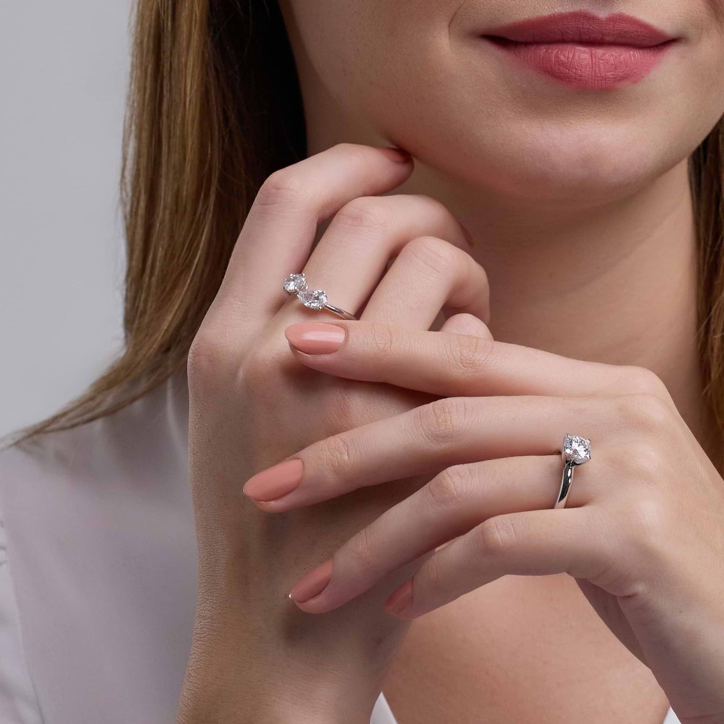 1 1/2 Toi Et Moi Pear and Oval Moissanite Diamond Fashion Ring