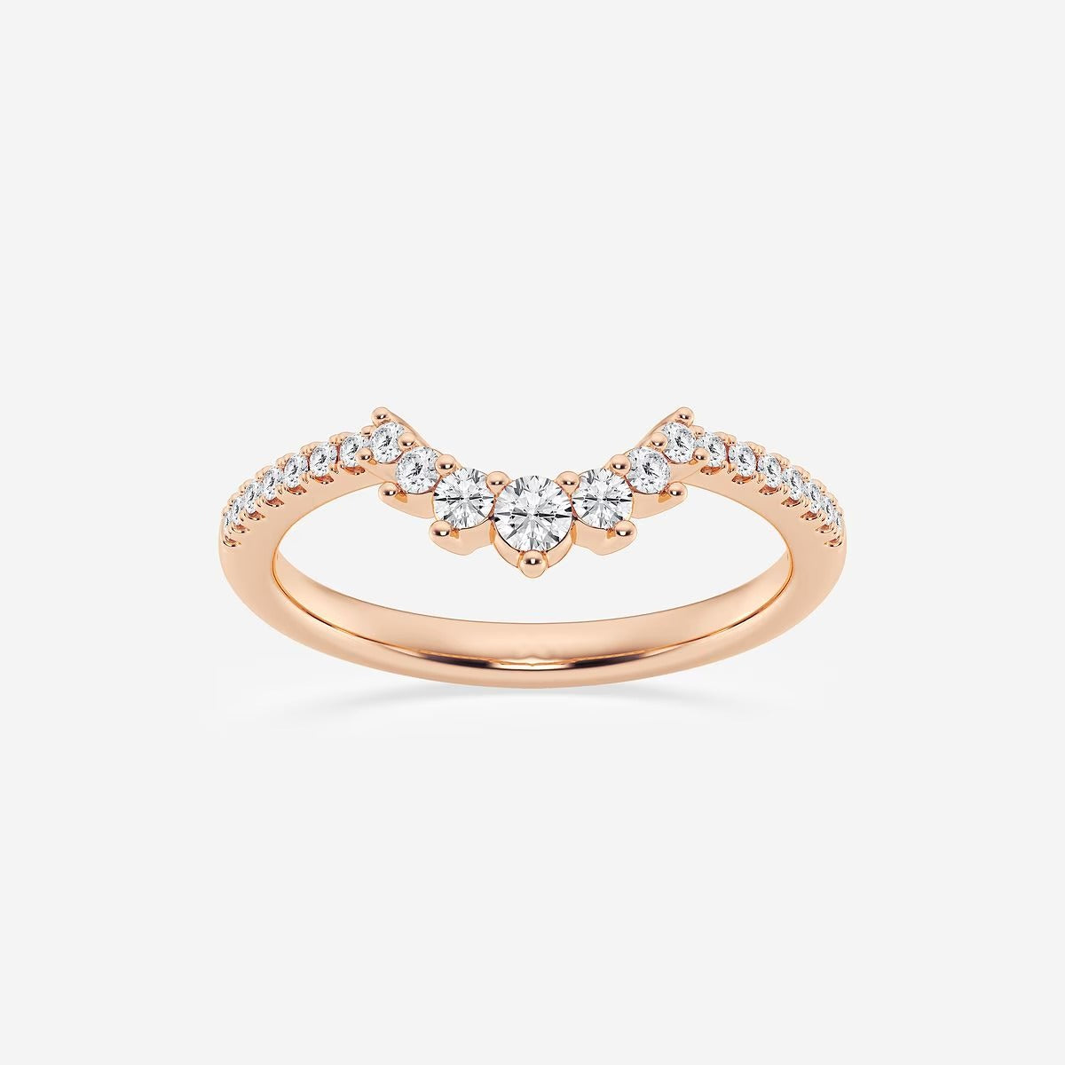 1/4 ctw Round moissanite Diamond Graduated Crown Stackable Ring