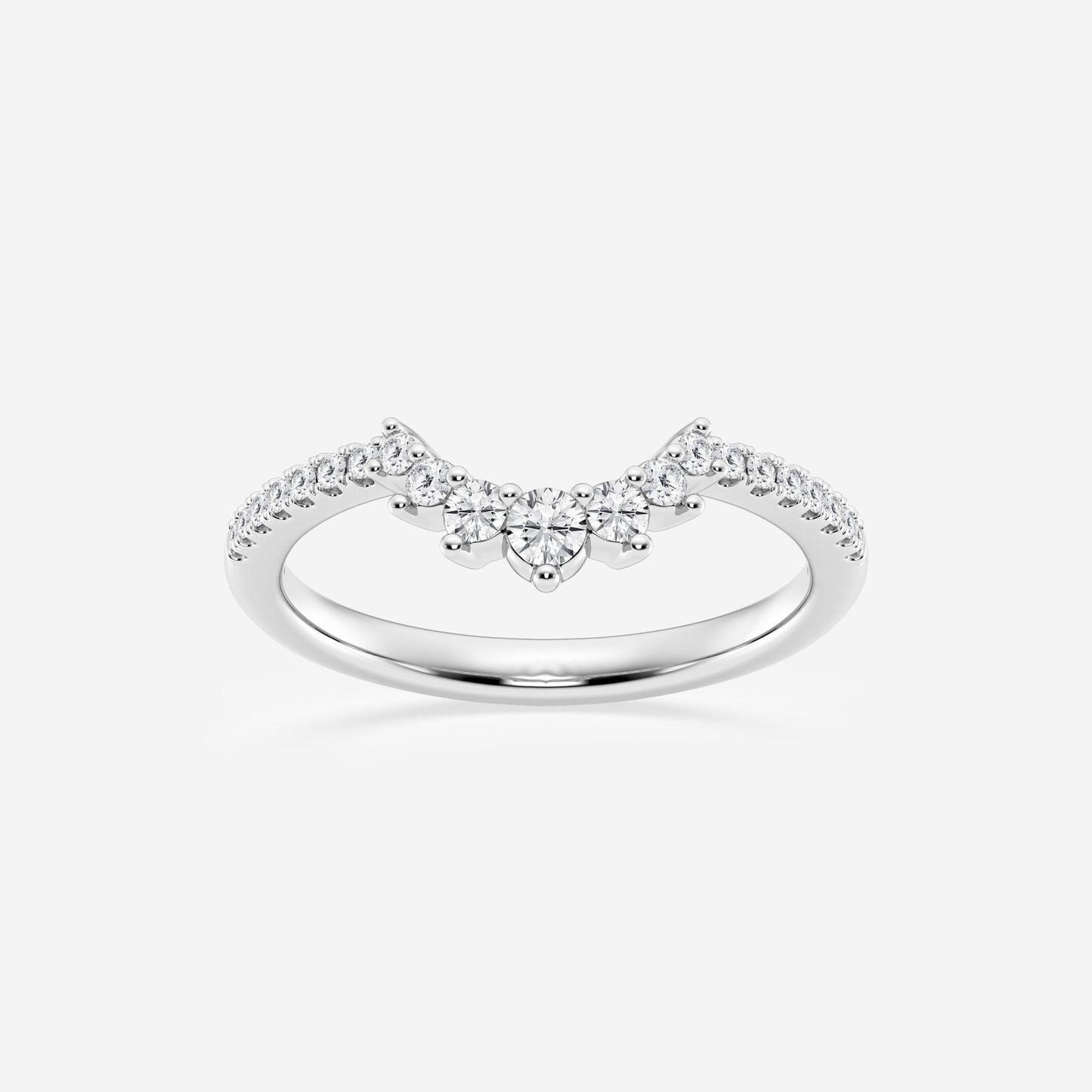 1/4 ctw Round moissanite Diamond Graduated Crown Stackable Ring