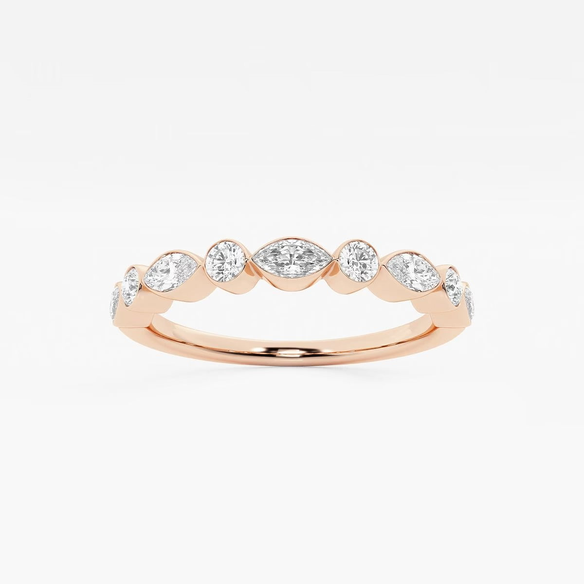 3/8 ctw Round and Marquise Moissanite Diamond Stackable Ring