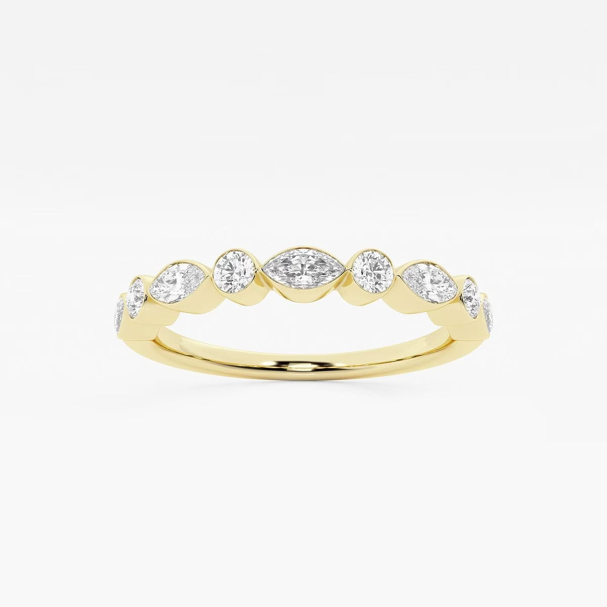 3/8 ctw Round and Marquise Moissanite Diamond Stackable Ring