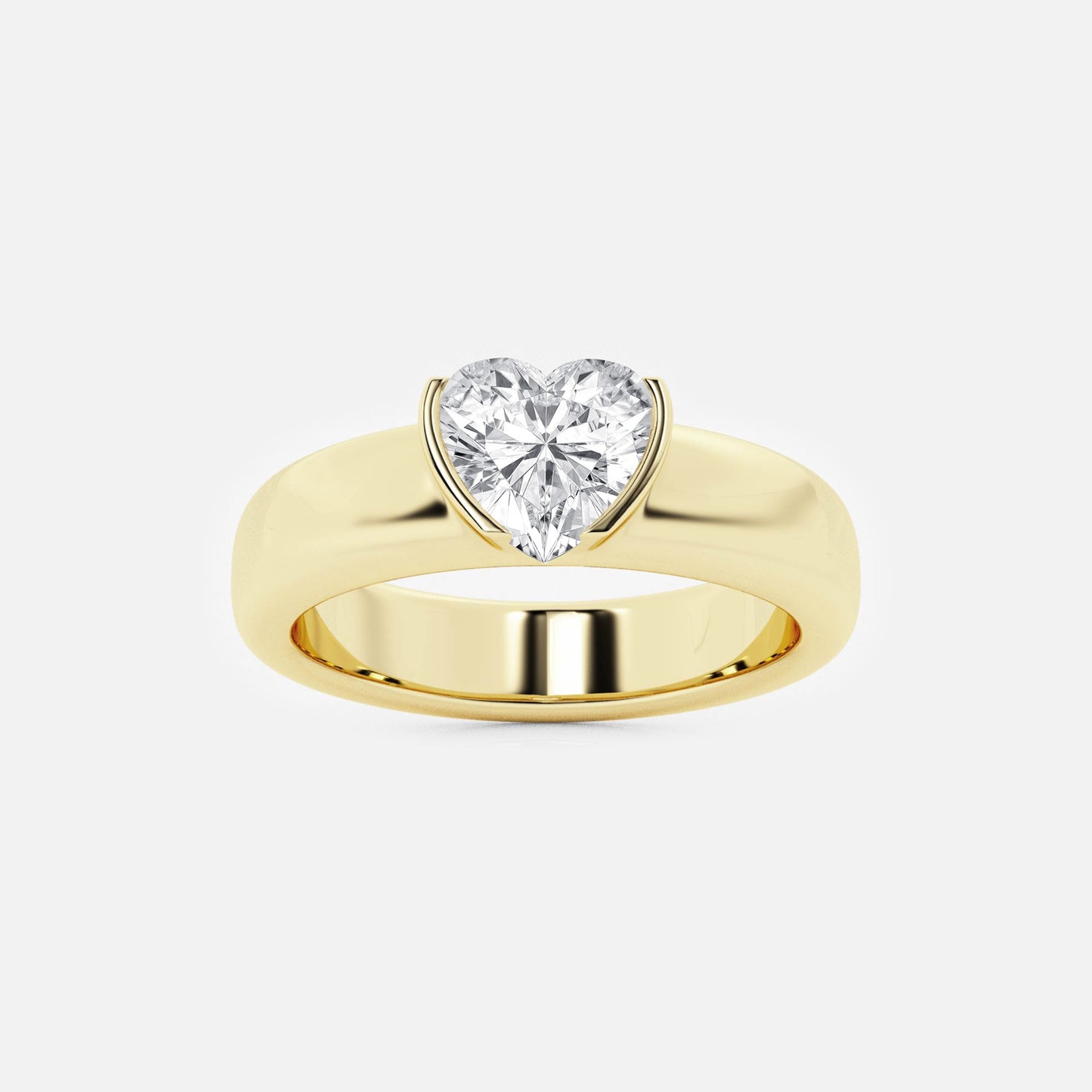 näas 1 ctw Heart Moissanite Diamond Half Bezel Stackable Ring