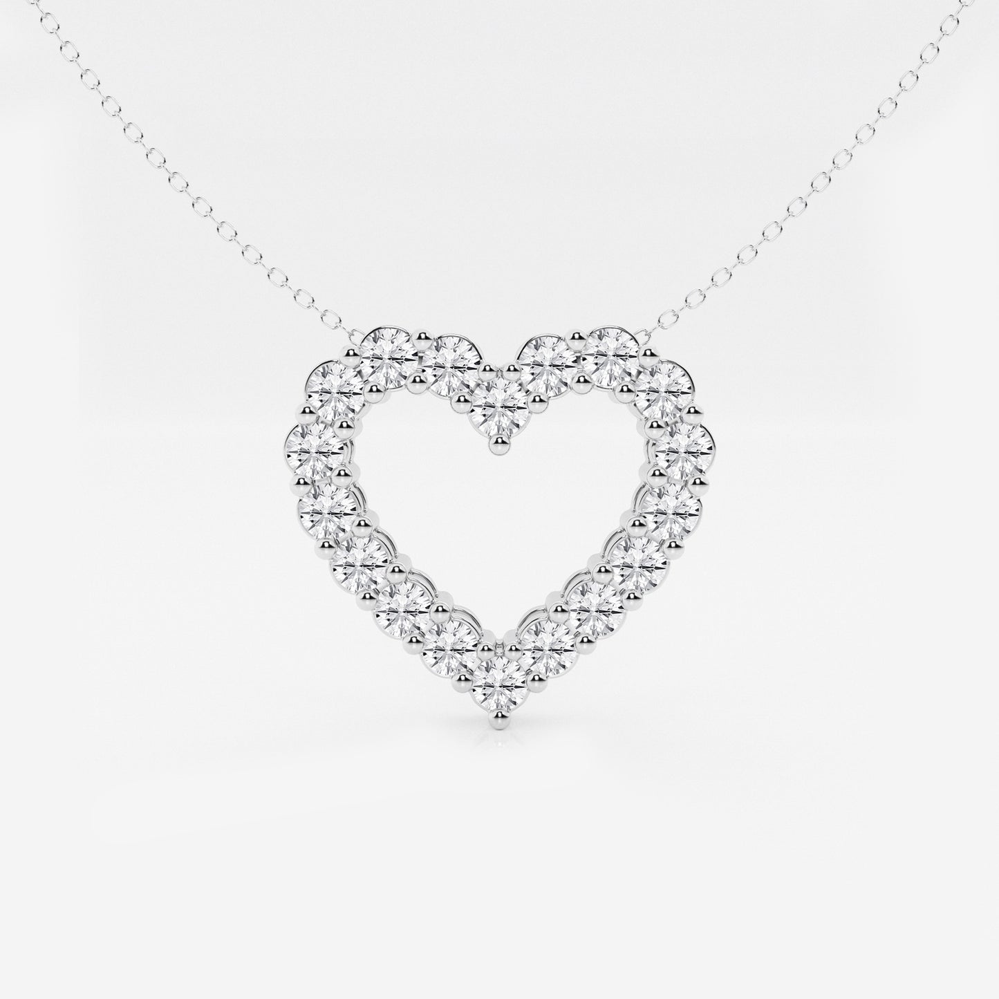 Round Moissanite Diamond Heart Pendant with Adjustable Chain