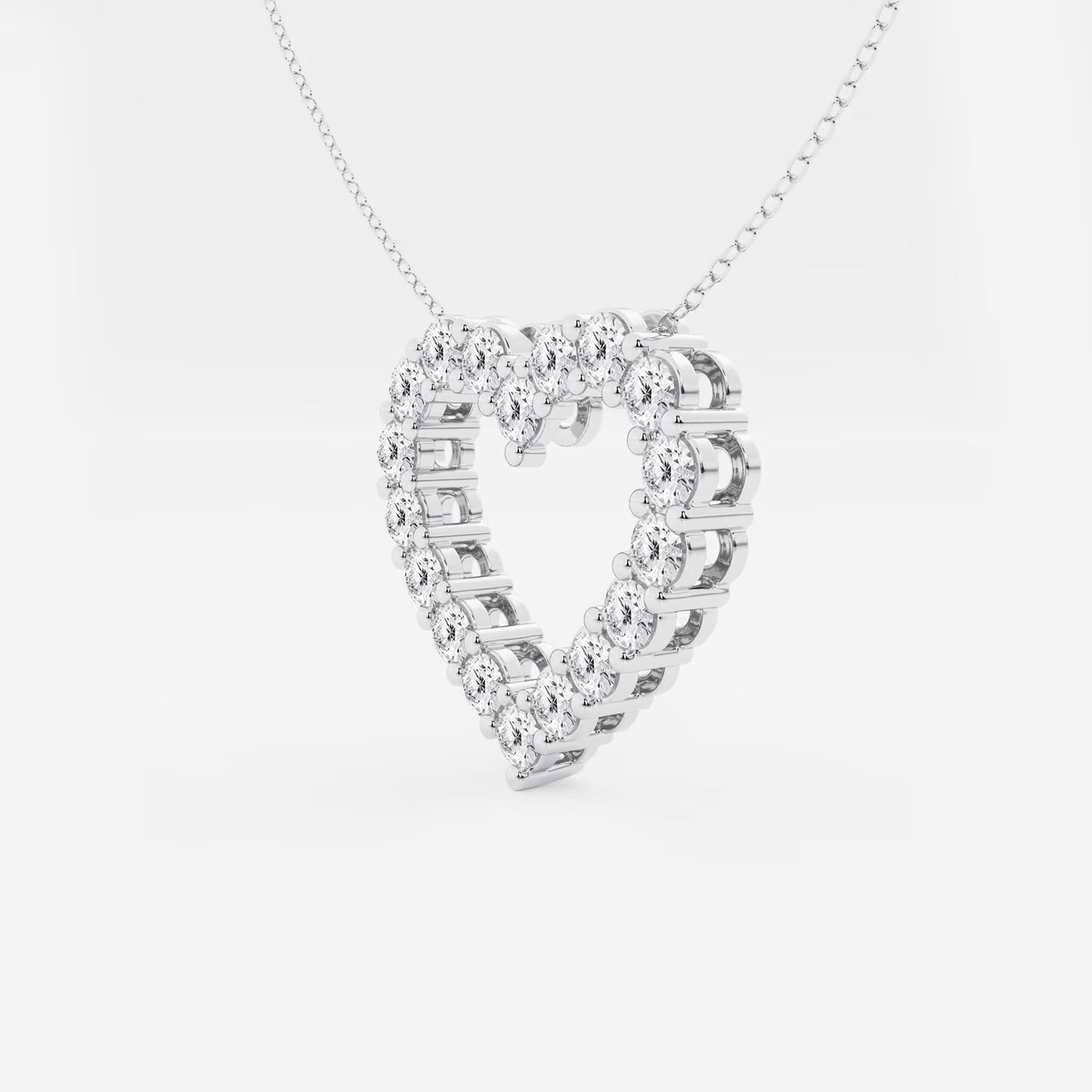 Round Moissanite Diamond Heart Pendant with Adjustable Chain