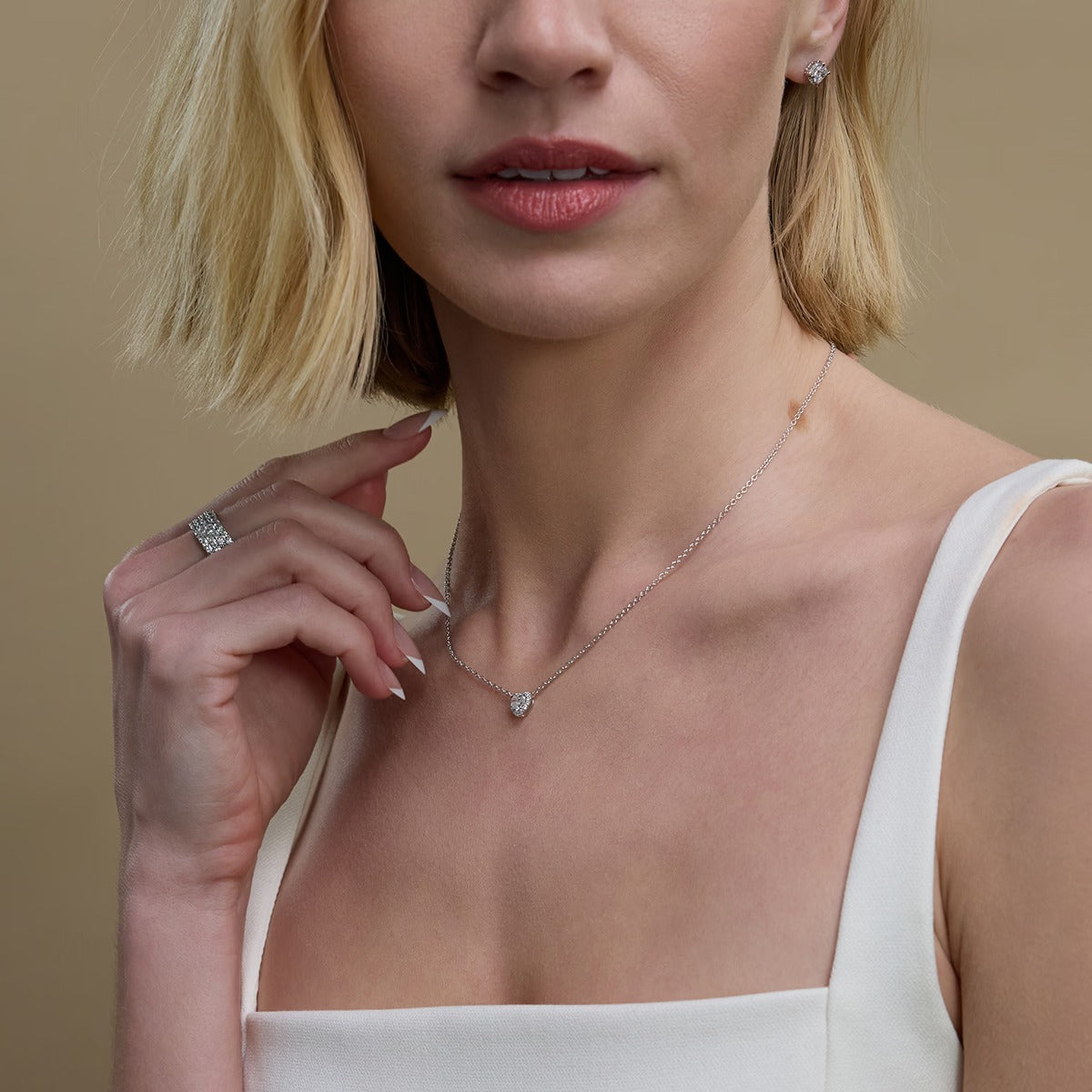 Heart Moissanite Diamond Halo Pendant