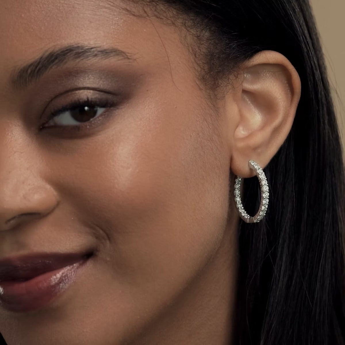 Round Moissanite Diamond Inside Out Hoop Earrings