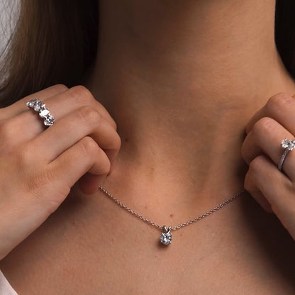Round Moissanite Diamond Split Bail Solitaire Pendant with Adjustable Chain