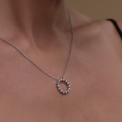 Round Moissanite Diamond Circle Fashion Pendant with Adjustable Chain