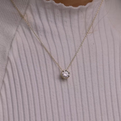 2 ctw Round Moissanite Diamond Bezel Set Solitaire Pendant with Adjustable Chain
