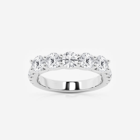 Round Moissanite Diamond Five Stone with Side Stones Fashion Band