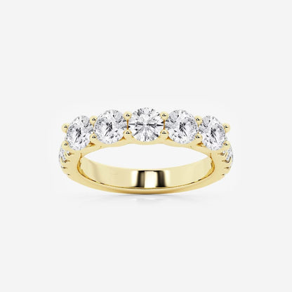 Round Moissanite Diamond Five Stone with Side Stones Fashion Band