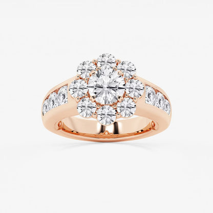 3 1/4 ctw Round Moissanite Diamond Floral Ring with Channel Set