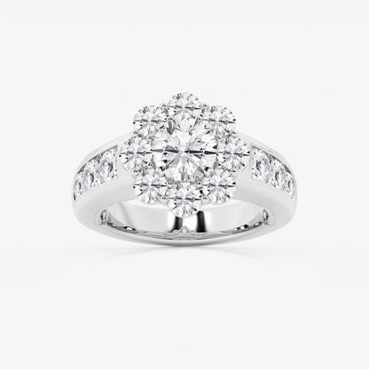 3 1/4 ctw Round Moissanite Diamond Floral Ring with Channel Set